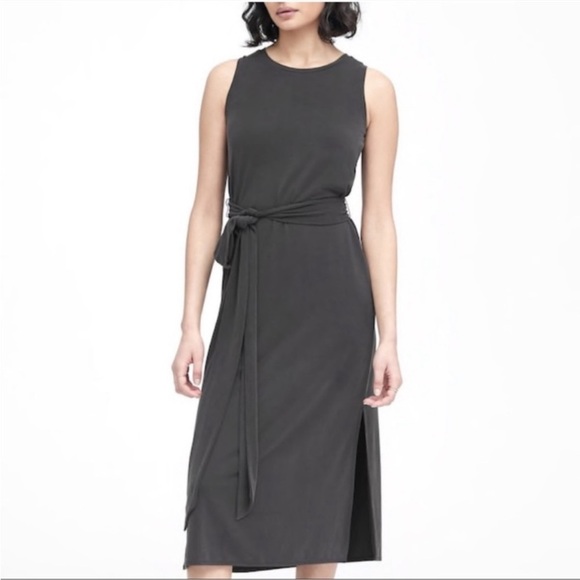 Banana Republic Sandwash Modal Knit Tank Column Dress Charcoal Sz M Casual - Picture 1 of 8